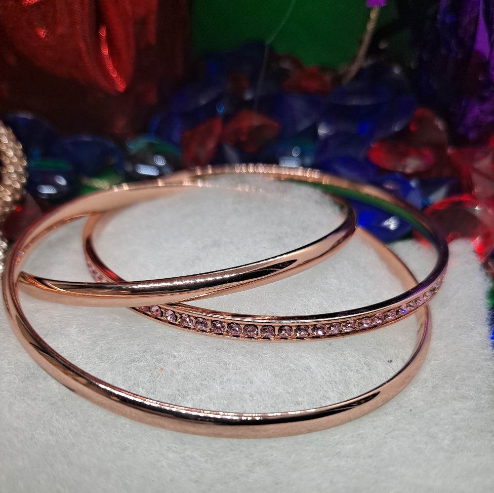 MYJS Rose Gold Over Intertwined Bracelet Set With Swarv Crystal's New